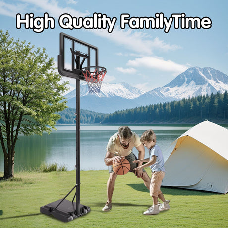 Basketball Hoop Basketball System 4.76-10ft Height Adjustable with 4 Basketball, Net Pocket, Inflator Set - V.I.P Digital Presence
