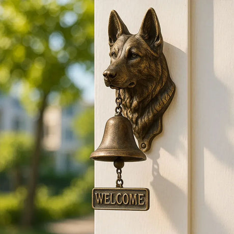 Dog welcome chime, vintage Bulldog Dobermann chime, metal merchant chime – wall decor for home/office entrance. - V.I.P Digital Presence