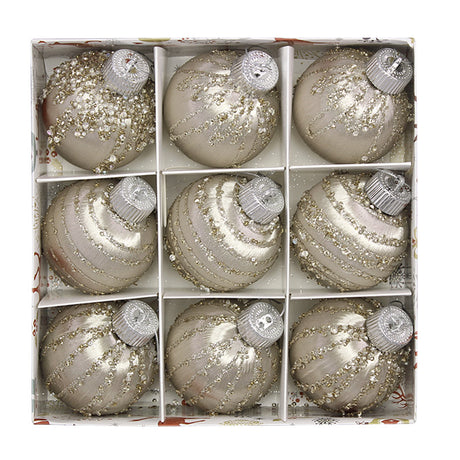 Christmas balls, silk balls, winding balls, painted balls, 8cm, 9pcs, boxed Christmas decorations - V.I.P Digital Presence