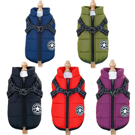 Pet clothing waterproof and warm dog cotton coat winter skiing suit chest and back integrated cotton vest - V.I.P Digital Presence