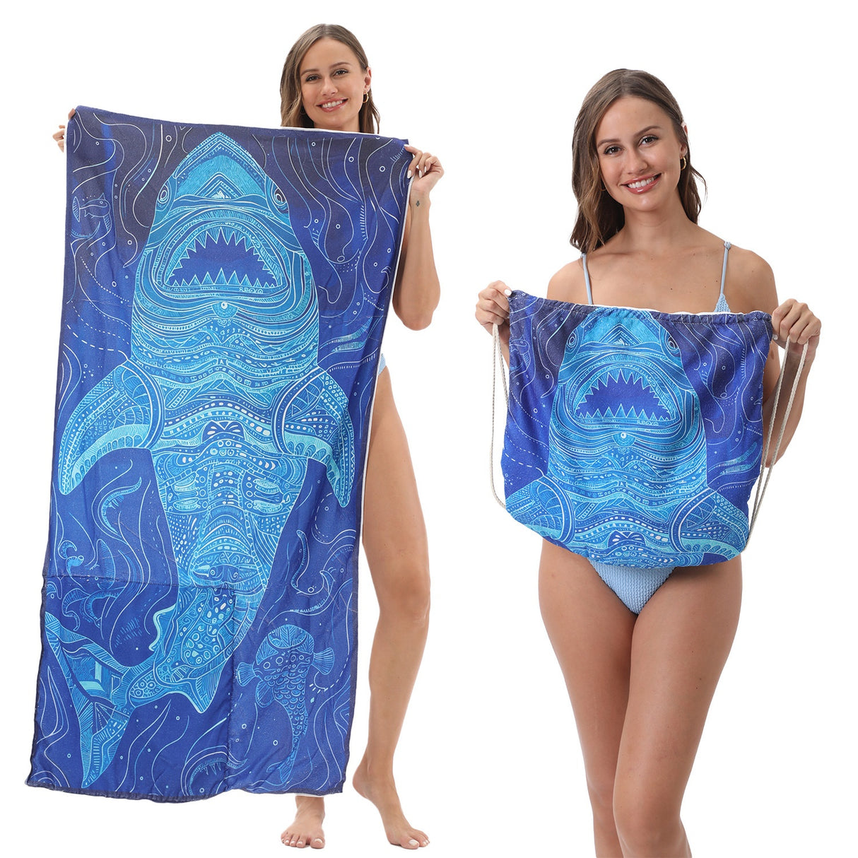 Two-in-One Foldable Beach Towel Printed Bath Towel All-In-One Beach Towel with Storage Bag - V.I.P Digital Presence