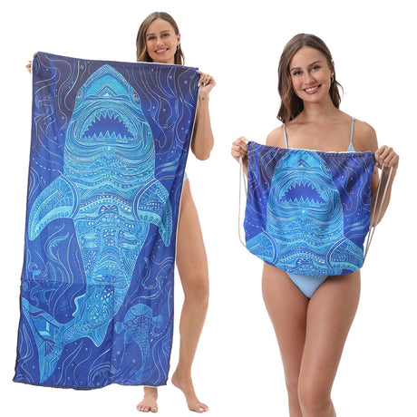 Two-in-One Foldable Beach Towel Printed Bath Towel All-In-One Beach Towel with Storage Bag - V.I.P Digital Presence