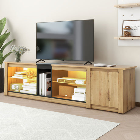 ModernTV stand suitable for TVs under 80 inches, media console with multifunctional storage, and LED lights - V.I.P Digital Presence
