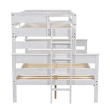 Wood Twin over Full Bunk Bed with Ladder White