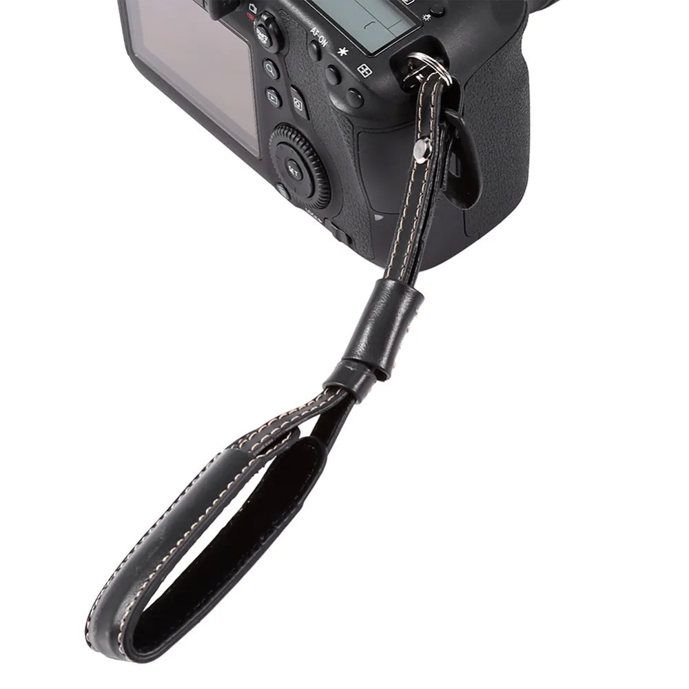 Correa de mano de cuero sintético de 19 cm para cámara Nikon, Fuji, Sony, DSLR y SLR.