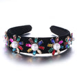 Retro Baroque Large Pearl Flower Set with Colorful Diamonds Fashion Hair Hoop - V.I.P Digital Presence