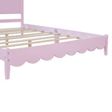 Queen Size Wood Platform Bed Frame, Retro Style Bed with Rectangular Headboard,No Need Box Spring,Pink - V.I.P Digital Presence