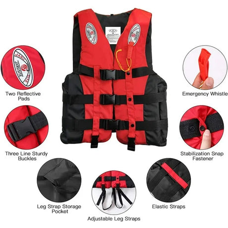S-M-L-XL-2XL-3XL adult life jacket: buoyant, for sea fishing/outdoor sports, coated Oxford cloth. - V.I.P Digital Presence