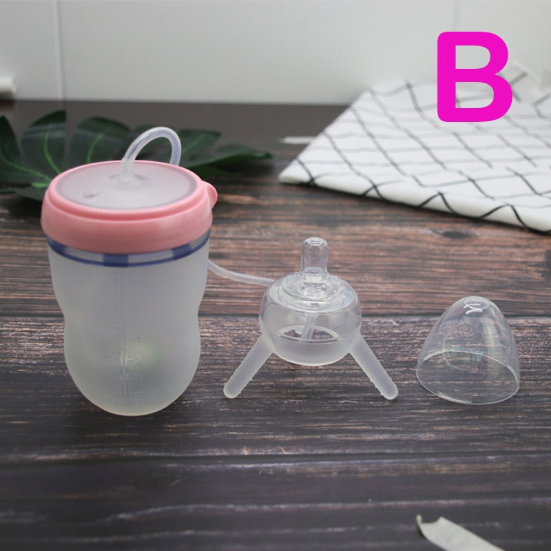 250ml Baby Bottle Kids Cup Silicone Sippy Children Training Cute Baby Drinking Water Straw Feeding Bottle Hands-free Bottle - V.I.P Digital Presence