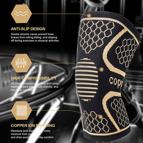 Sports knee pads moisture wicking deodorizing copper ion knee pads basketball hiking running copper fiber knee pads - V.I.P Digital Presence