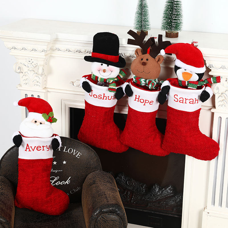 Christmas Decorations Single Head Hug Christmas Socks Gift Bag Candy Bag Christmas Eve Bedhead Pendant - V.I.P Digital Presence