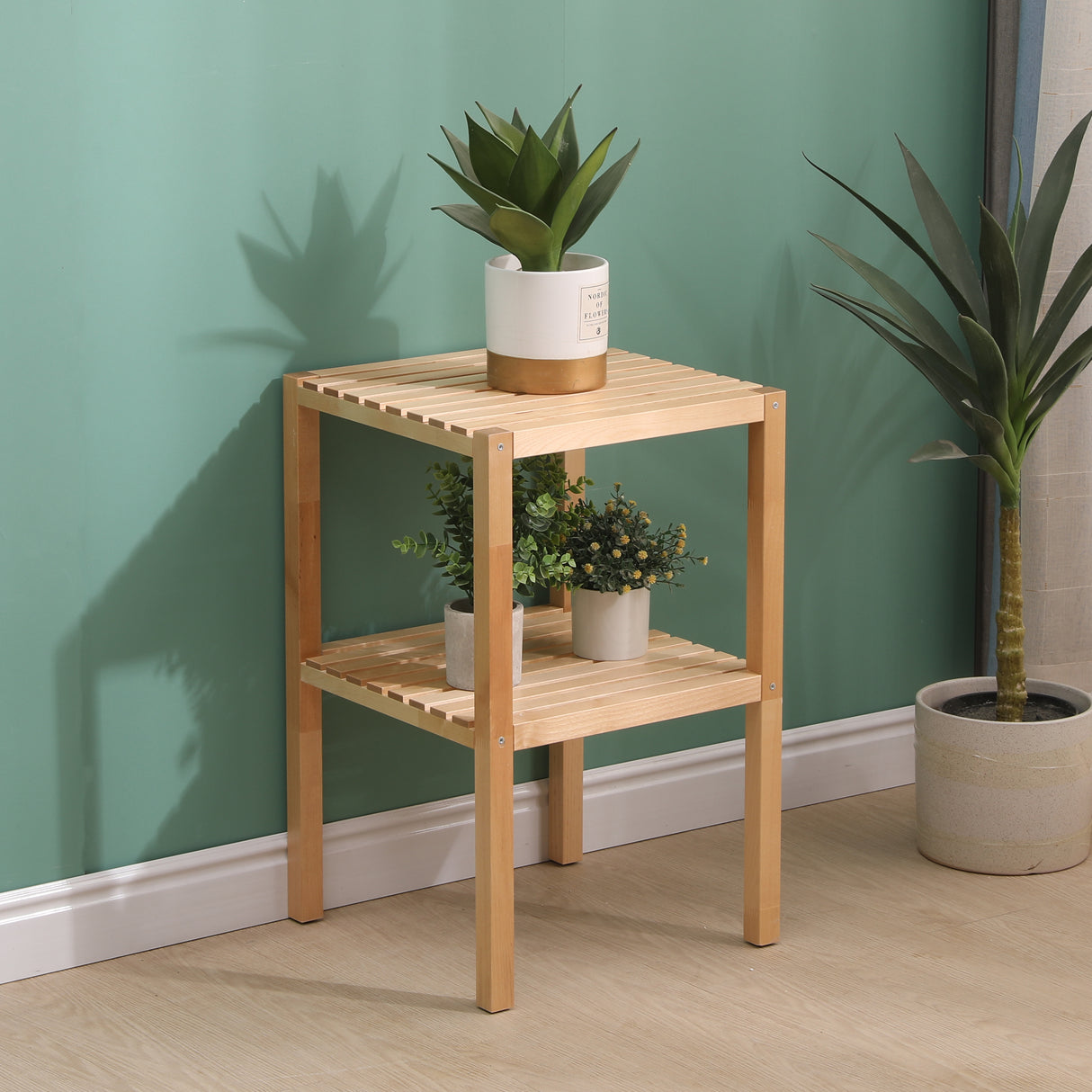 2-Tier Birch Bathroom Shelf, Narrow Shelving Unit, Multifunctional Storage Rack, Corner Rack, for Kitchen Natural - V.I.P Digital Presence