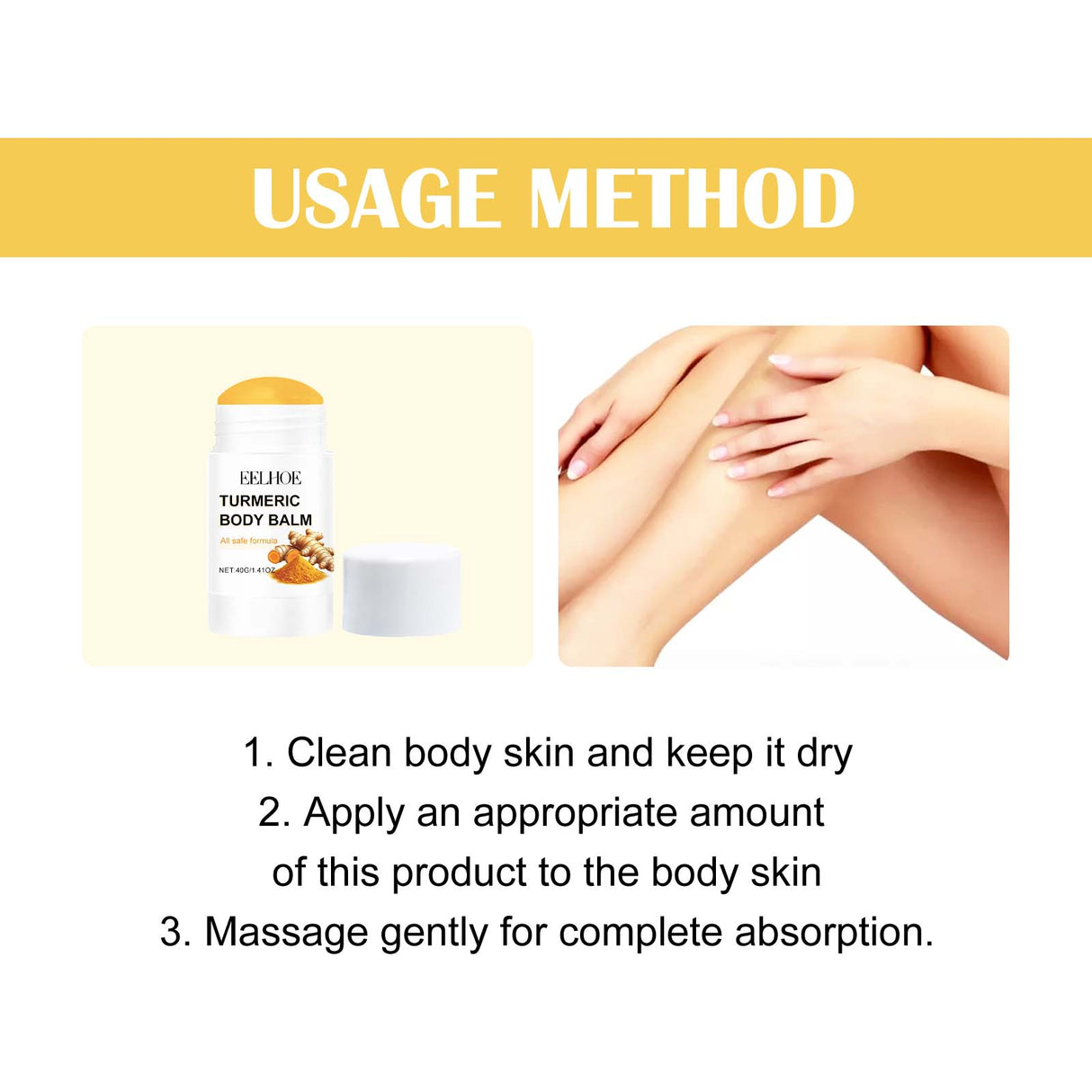 Turmeric Body Balm, Beauty Stick Full Body Care Brightening Moisturizing Hydrating Skin Care Stick - V.I.P Digital Presence