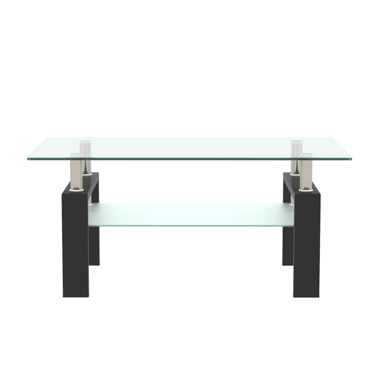 Rectangle Black Glass Coffee Table Clear Coffee Table Modern Side Center Tables for Living Room Living Room Furniture - V.I.P Digital Presence