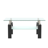 Rectangle Black Glass Coffee Table Clear Coffee Table Modern Side Center Tables for Living Room Living Room Furniture - V.I.P Digital Presence