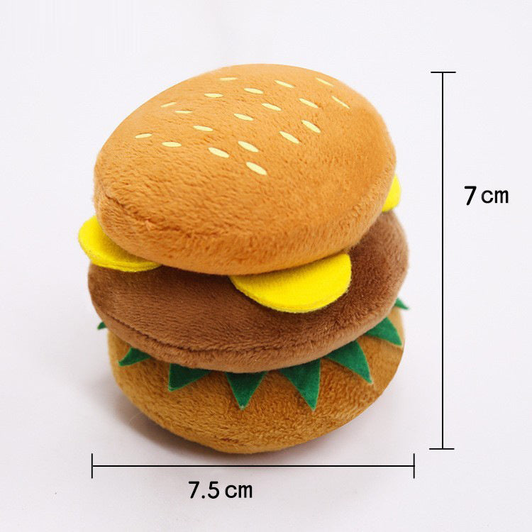 Cute Cat Plush Sound Toy - Adorable Cat Toy with French Fries and Hamburger for Small and Medium Dogs and Teddy Bears - V.I.P Digital Presence