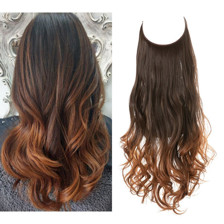 European And American Wig Piece Female Fishline Hair Extension Piece Chemical Fiber Matte High Temperature Silk Long Curly Human Hair - V.I.P Digital Presence