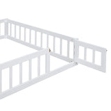 Wooden Full Size Children's Bed with Detachable Headboard and Integrated Clothes Drying Rack, White - V.I.P Digital Presence