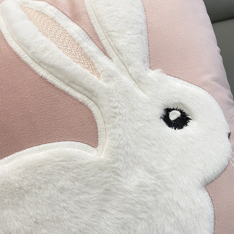 Soft Rabbit Pillow Cover Sofa Cushion Velvet Embroidered Pillow Girl's Heart Pink Cartoon Pillow Cover Cute - V.I.P Digital Presence