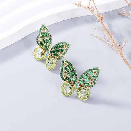 Alloy Inlaid Rhinestone Butterfly Earrings - V.I.P Digital Presence