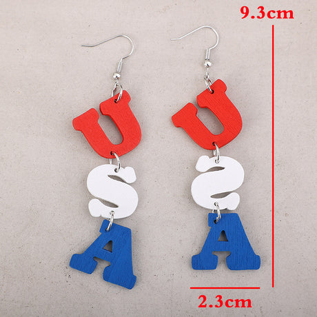 USA Wooden Letter Dangle Earrings - V.I.P Digital Presence