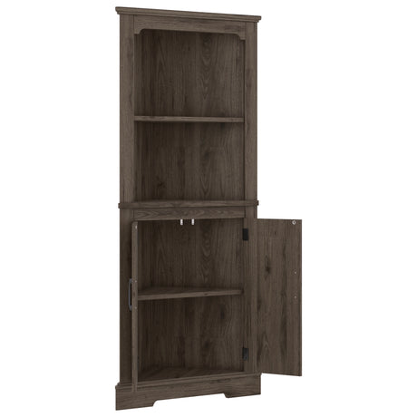 Tall Corner Cabinet with Doors for living room, bathroom,Dining Room or Kitchen,color:Dark walnut - V.I.P Digital Presence