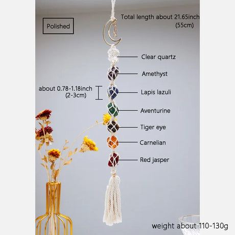 Natural Crystal Seven Color Gemstone White Rope Mesh Bag Hand woven Car Hanging Polishing Gemstone Jewelry Pendant - V.I.P Digital Presence