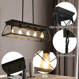 5-light farmhouse pendant light, metal pendant light island fixture, modern rectangular island light, pure black (no bulb) - V.I.P Digital Presence