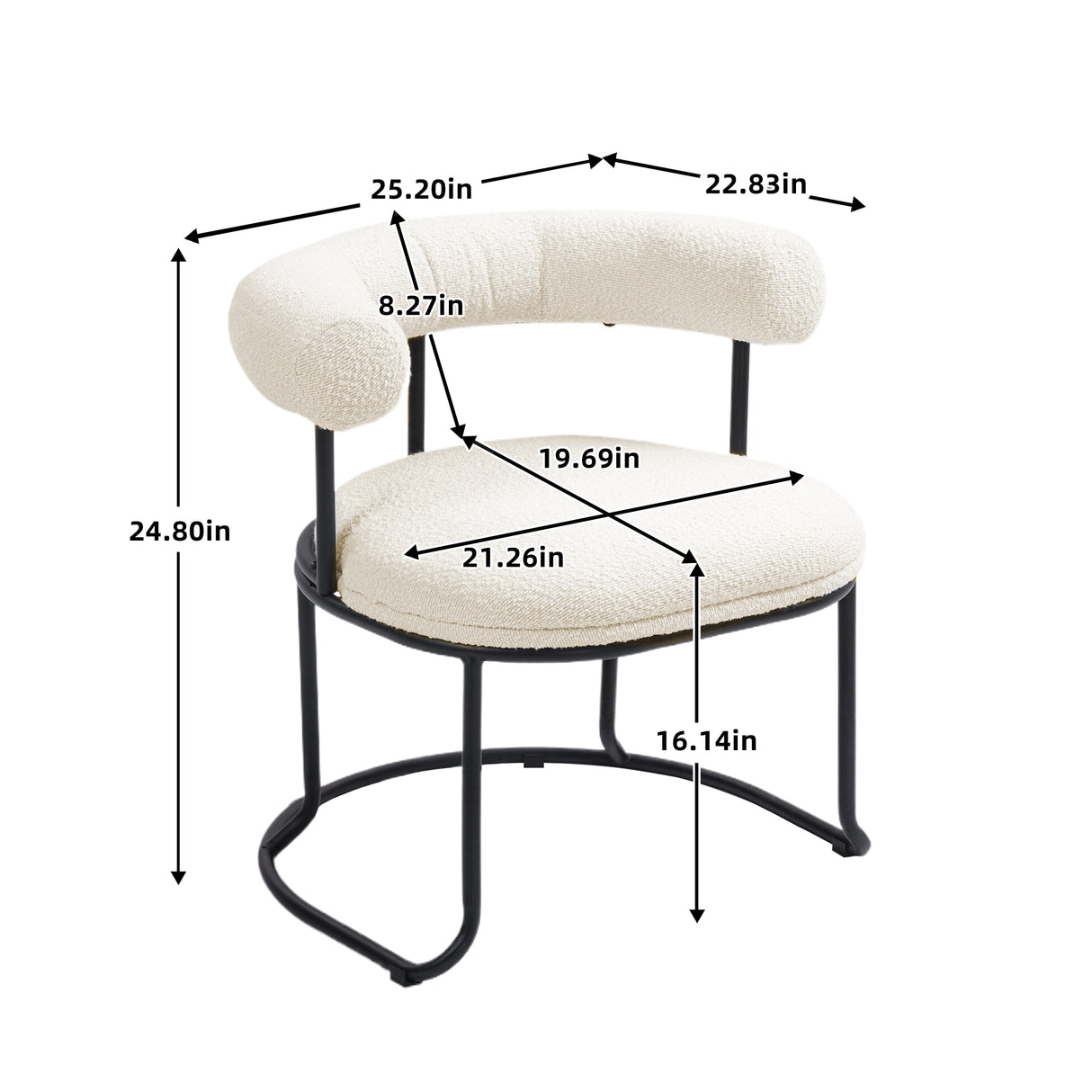 COOLCOOL Boucle dining chair set of two, medieval modern curved backrest chair, round cushion (beige Boucle) - V.I.P Digital Presence