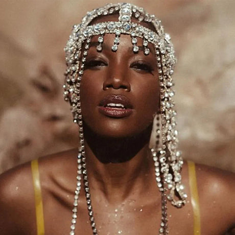 New Tassel Hair Chain Bridal Headpiece for Women Rave Accessories Stage Rhinestone Geometric Head Chain Hat Jewelry Gifts - V.I.P Digital Presence
