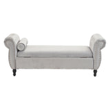 Velvet Multifunctional Storage Rectangular ottoman bench with 1 Pillow, grey - V.I.P Digital Presence