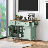 Kitchen trolley, cabinet door internal storage rack with storage cabinet and 3 dining room drawers, mint green - V.I.P Digital Presence