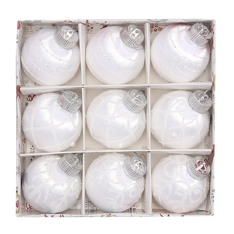 Christmas balls, silk balls, winding balls, painted balls, 8cm, 9pcs, boxed Christmas decorations - V.I.P Digital Presence