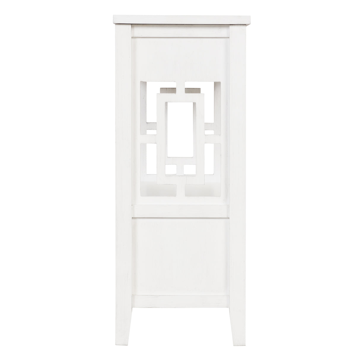 36'' Farmhouse Pine Wood Console Table Entry Sofa Table with 4 Drawers & 1 Storage Shelf (Antique White) - V.I.P Digital Presence