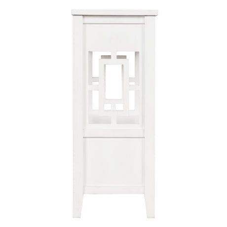 36'' Farmhouse Pine Wood Console Table Entry Sofa Table with 4 Drawers & 1 Storage Shelf (Antique White) - V.I.P Digital Presence