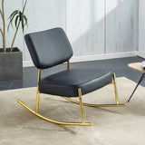 PU material cushioned rocking chair unique rocking chair cushioned seat black backrest rocking chair and gold metal legs
