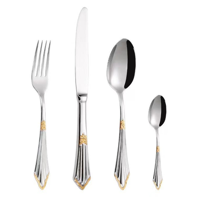 304 stainless steel knife, fork, spoon, hotel Western tableware, steak knife, fork, dessert spoon, fork, 4 piece  set - V.I.P Digital Presence