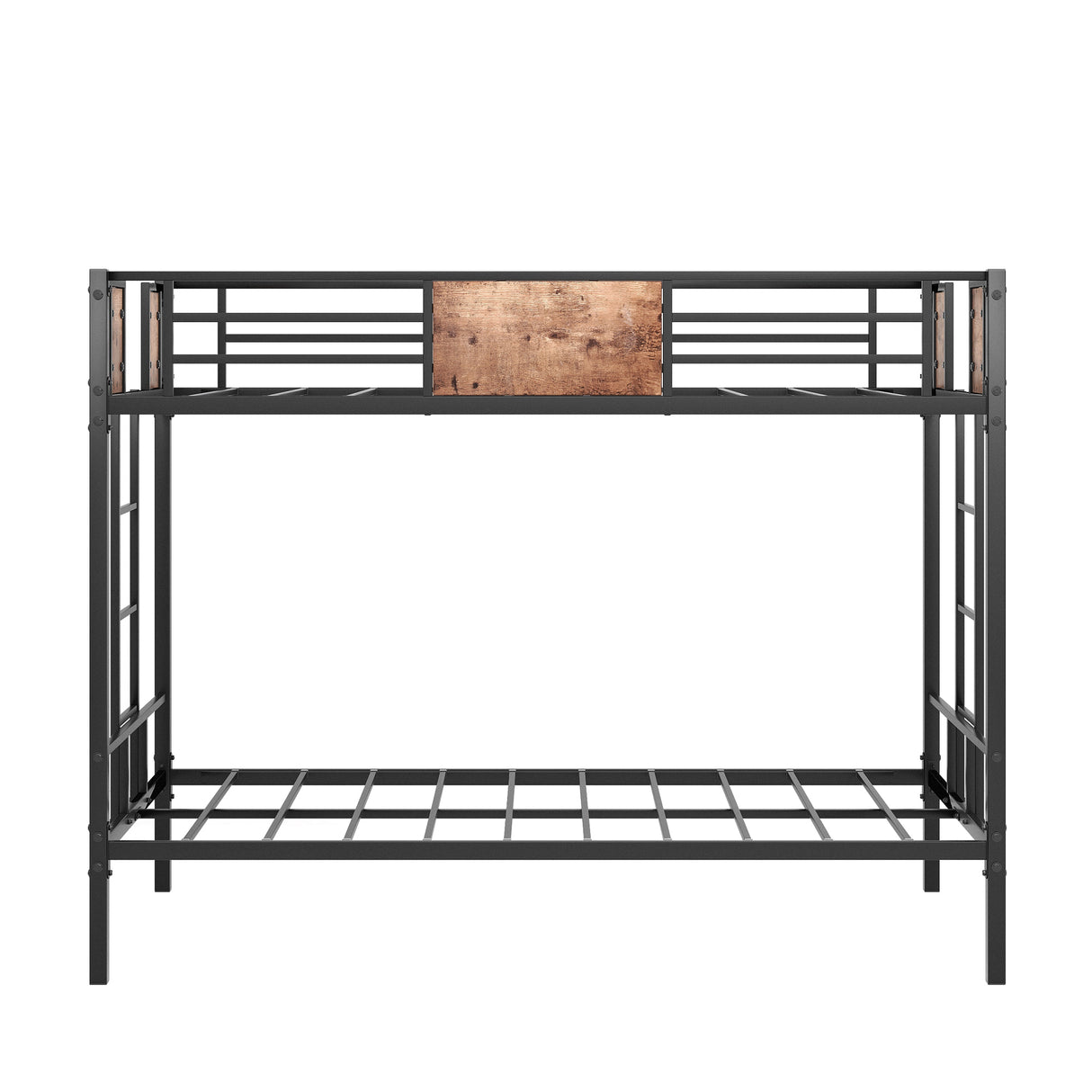Bunk Bed Twin Over Twin Size Metal Bunk Bed with Ladder and Full-Length Guardrail Metal Bunk Bed Black - V.I.P Digital Presence