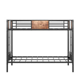 Bunk Bed Twin Over Twin Size Metal Bunk Bed with Ladder and Full-Length Guardrail Metal Bunk Bed Black - V.I.P Digital Presence