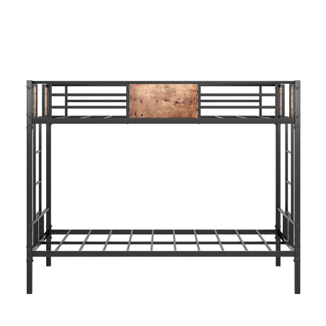 Bunk Bed Twin Over Twin Size Metal Bunk Bed with Ladder and Full-Length Guardrail Metal Bunk Bed Black - V.I.P Digital Presence