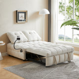 Modern sofa velvet pull-out bed,Independently removable backrest, have USB port and swivel phone stand ,beige - V.I.P Digital Presence