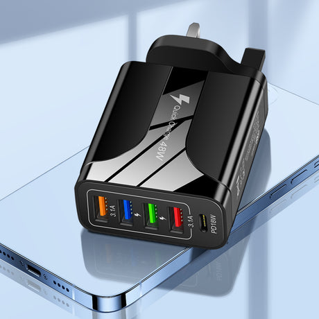 4USB+Type-C mobile phone charger PD18W 5-in-1 charging head 48W charger PD interface charger - V.I.P Digital Presence
