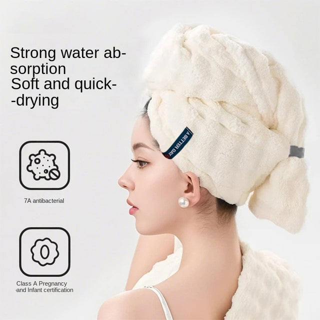 French Style Dry Hair Cap for Adults, Extra Large and Thick, Strong Water Absorption, Quick Drying Hair Care, One-Piece Head Wrap Dry Hair Towel - V.I.P Digital Presence