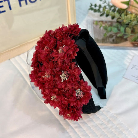 Flower series fashionable wide edge handmade fabric headband headband for women - V.I.P Digital Presence