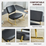 PU material cushioned rocking chair unique rocking chair cushioned seat black backrest rocking chair and gold metal legs
