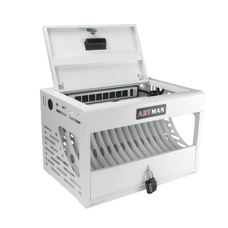 16 Bay Charging Cabinet for Laptop Chromebook Locking Charging Station-WHITE - V.I.P Digital Presence