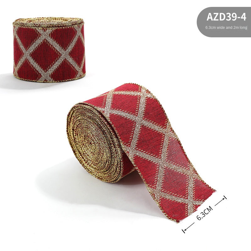 Christmas ribbon imitation linen ribbon decoration bow accessories snowflake Christmas ribbon in stock - V.I.P Digital Presence