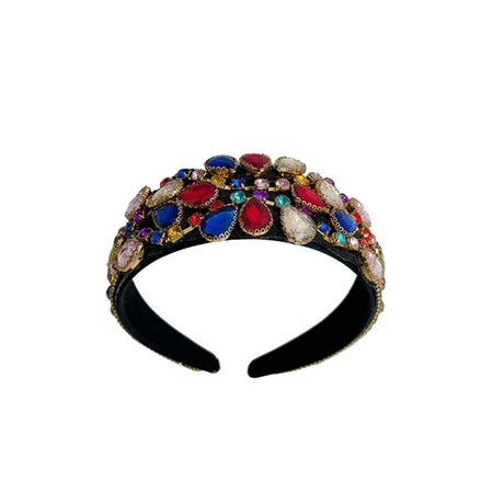 Fashionable hair band for women Baroque retro water droplet drill bit band inlaid with colored diamond hair accessories - V.I.P Digital Presence