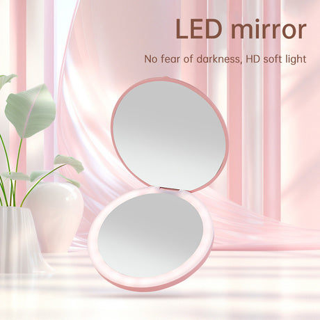 Mini portable LED light-emitting makeup mirror round stackable lighted beauty mirror - V.I.P Digital Presence