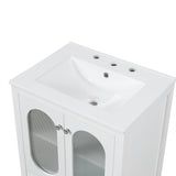 24" Bathroom Vanity with Sink, Bathroom Vanity Cabinet with One Drawer and Doors, Adjustable Shelf, Solid Wood and MDF, White - V.I.P Digital Presence